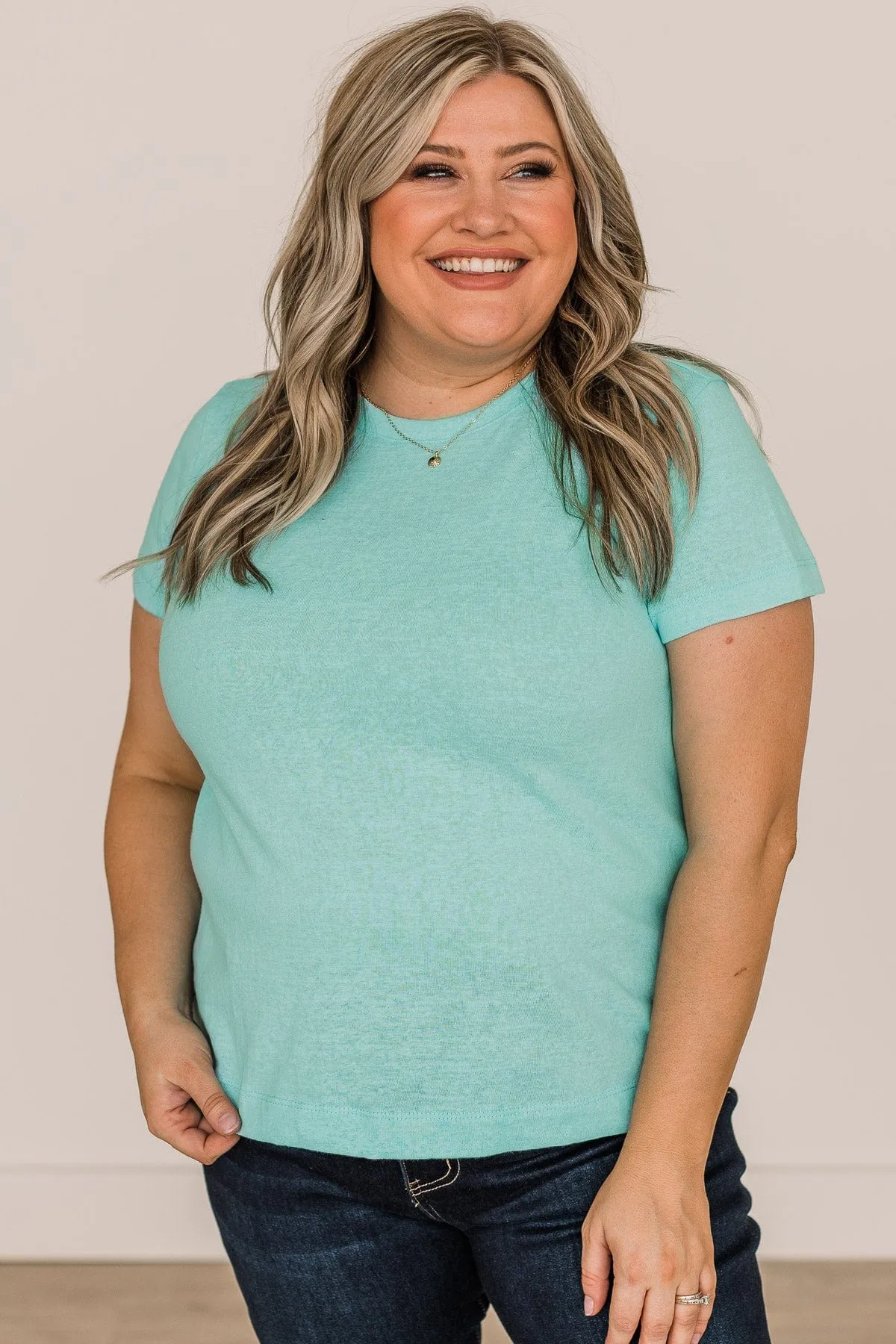 Aqua Short Sleeve Knit Top - Gives Me Hope