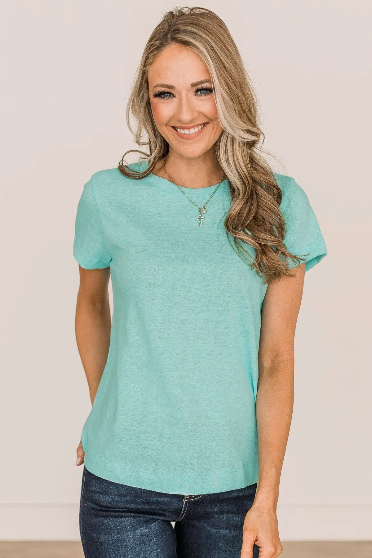 Aqua Short Sleeve Knit Top - Gives Me Hope