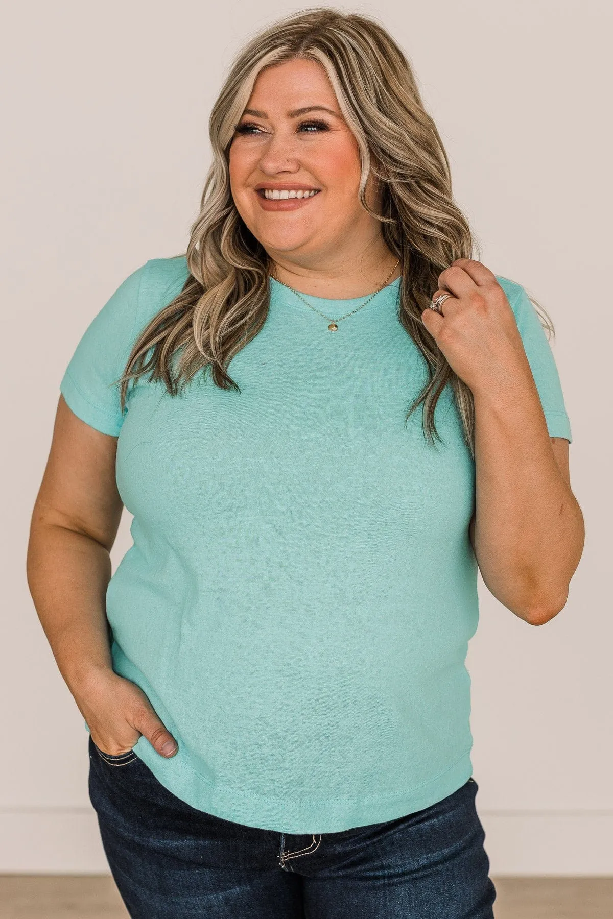 Aqua Short Sleeve Knit Top - Gives Me Hope