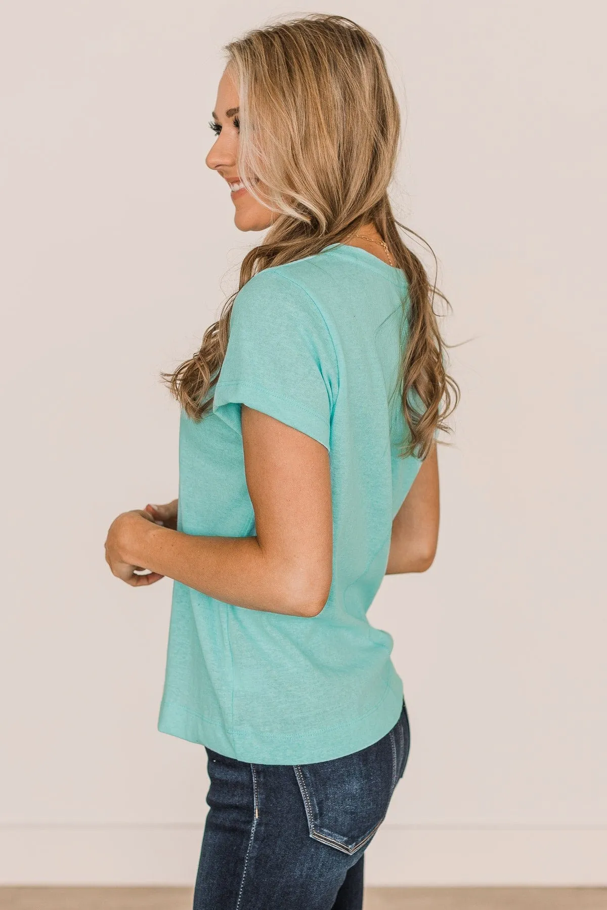 Aqua Short Sleeve Knit Top - Gives Me Hope