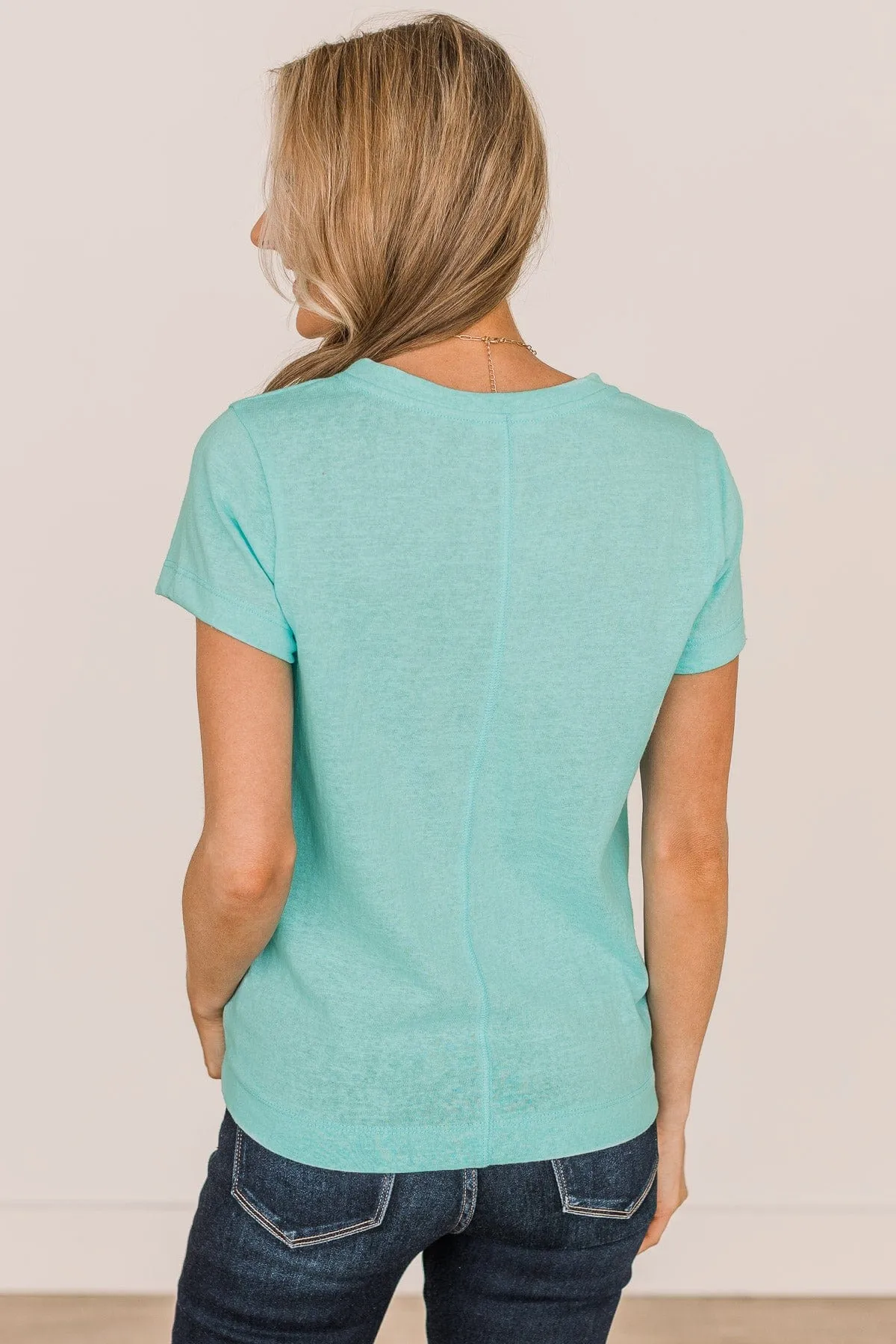 Aqua Short Sleeve Knit Top - Gives Me Hope