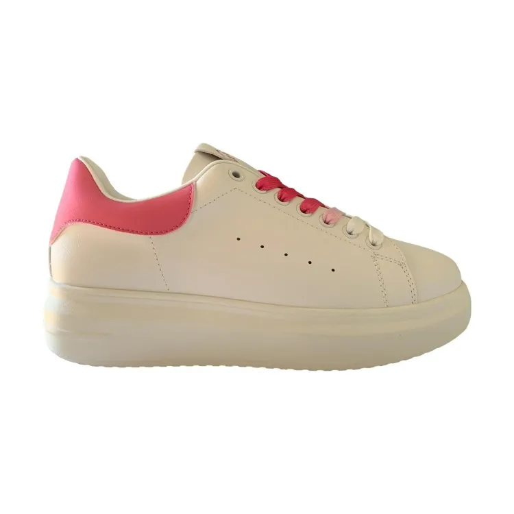 Gold & Gold White Fuchsia Women's Shoes Sneakers GB810