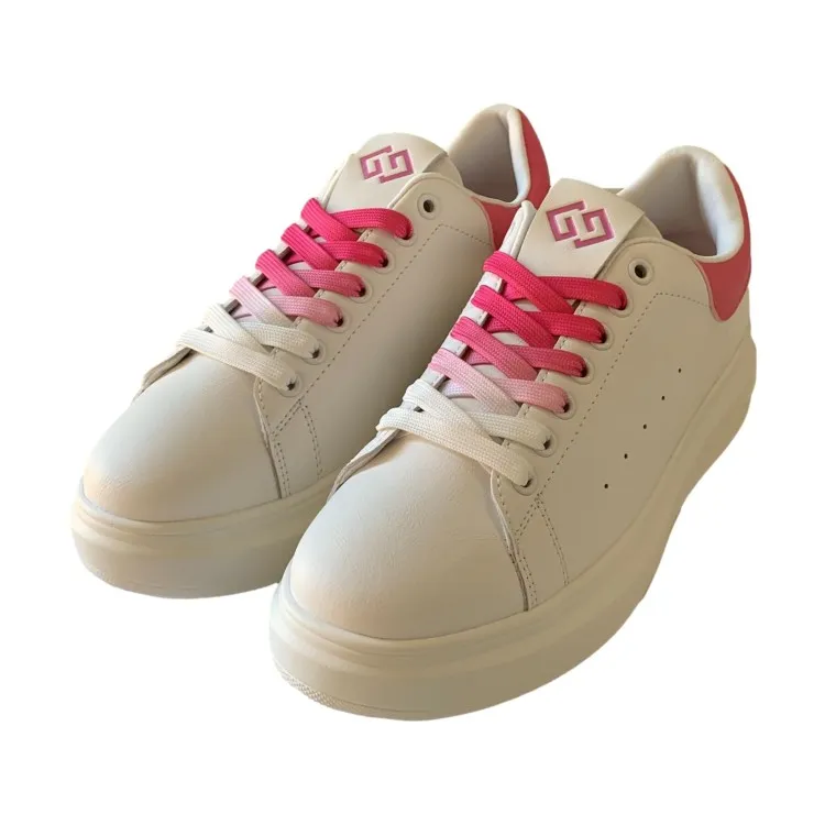 Gold & Gold White Fuchsia Women's Shoes Sneakers GB810