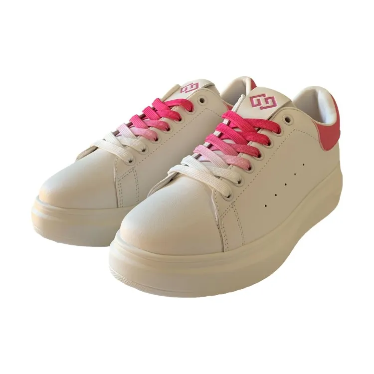 Gold & Gold White Fuchsia Women's Shoes Sneakers GB810