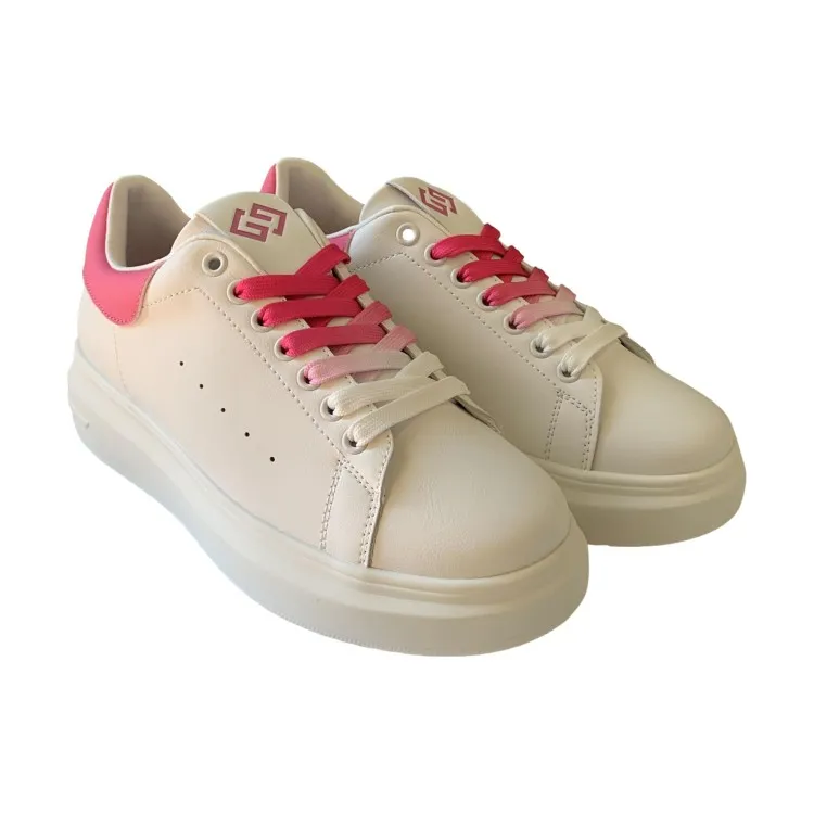 Gold & Gold White Fuchsia Women's Shoes Sneakers GB810