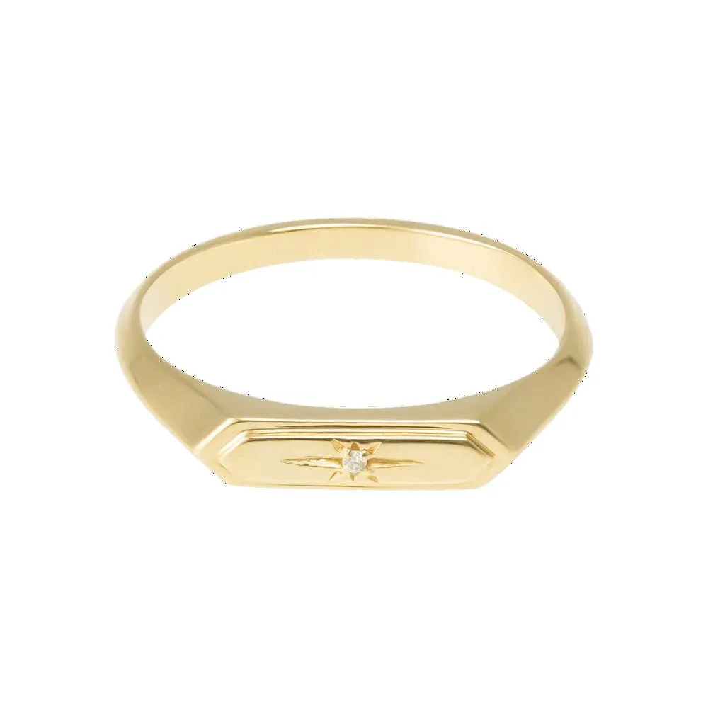 Gold Hexagonal Astra Ring with Star-Set Diamond