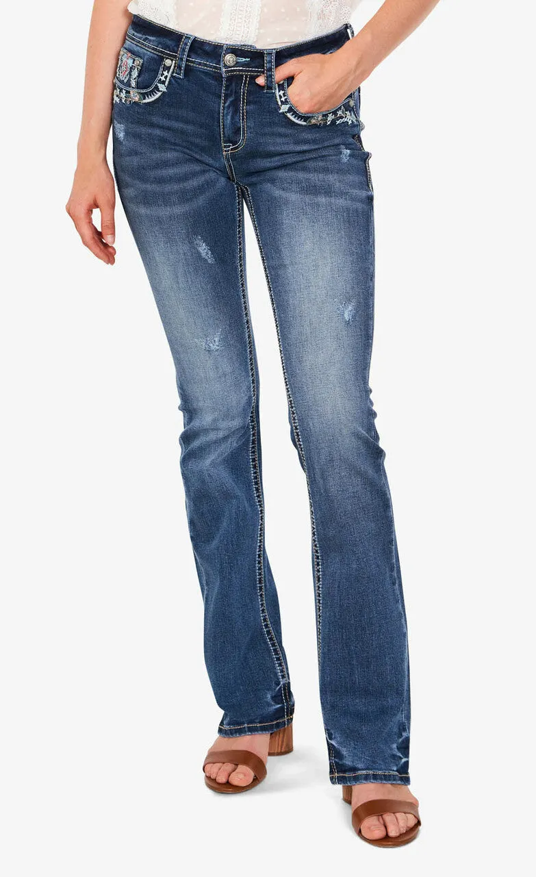 Grace in LA Cowhead Pocket Bootcut Jeans --> Grace in LA Cowhead Bootcut Jeans with Pockets