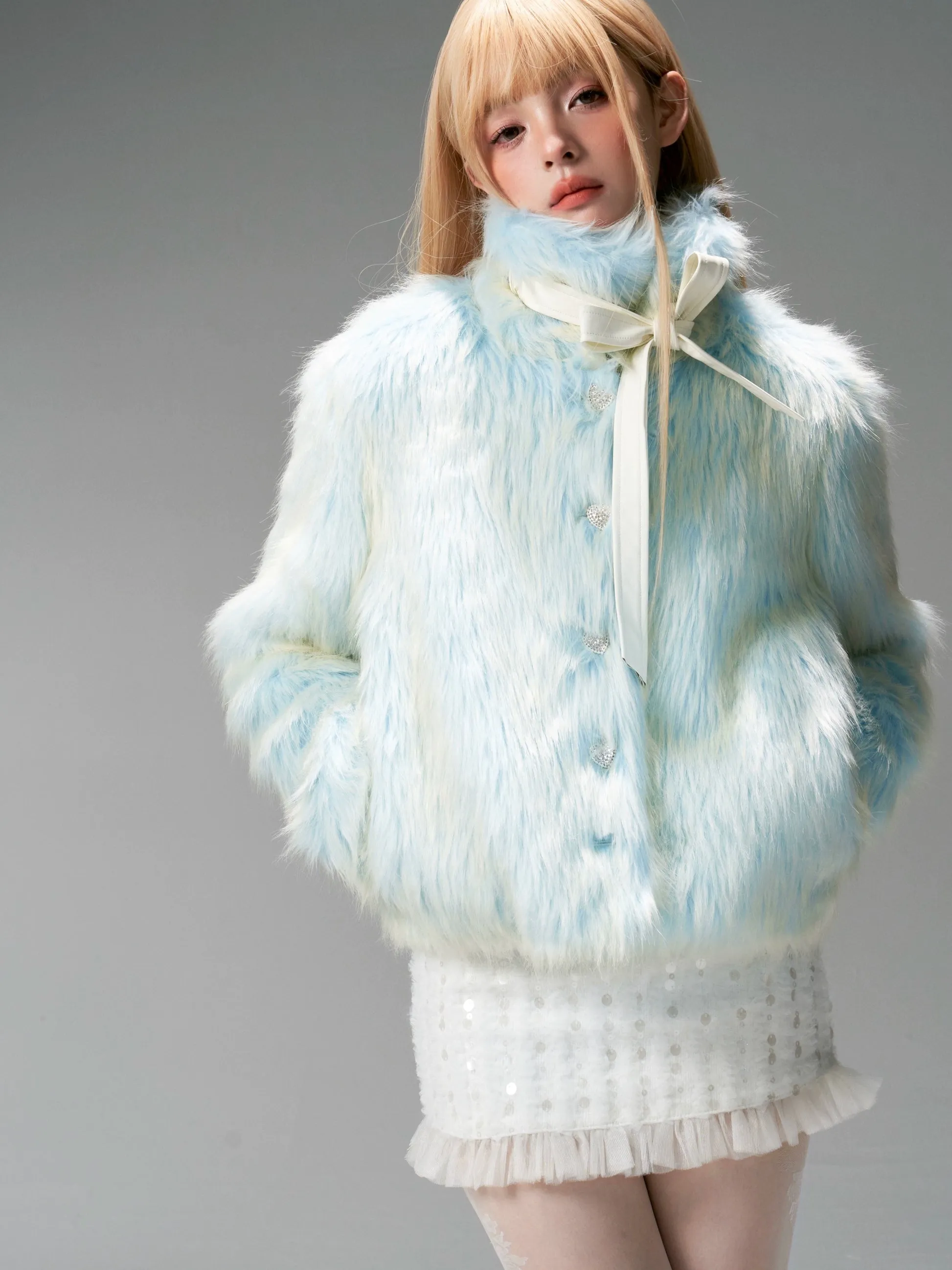 Gradient Imitation Fur Jacket