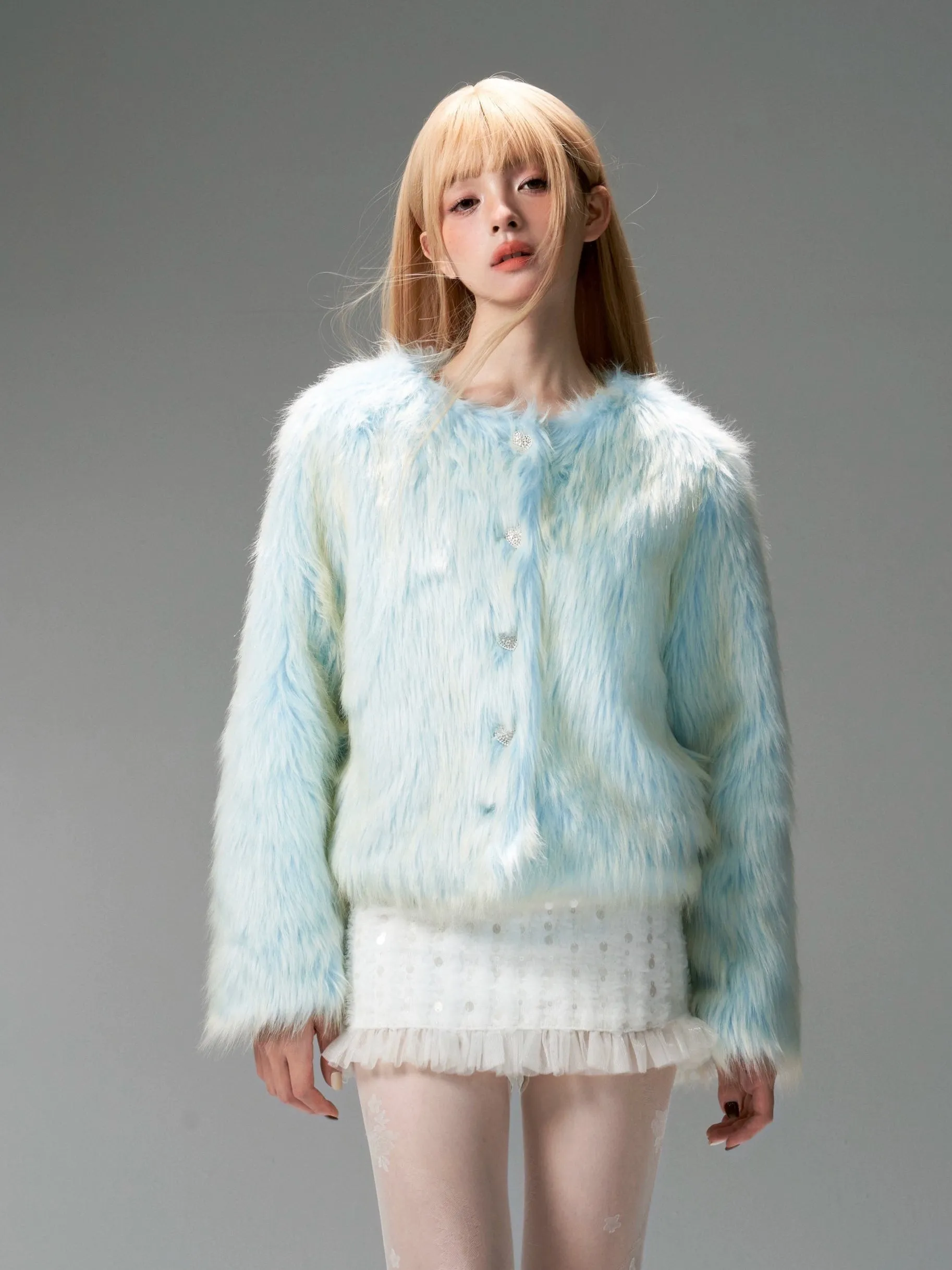 Gradient Imitation Fur Jacket