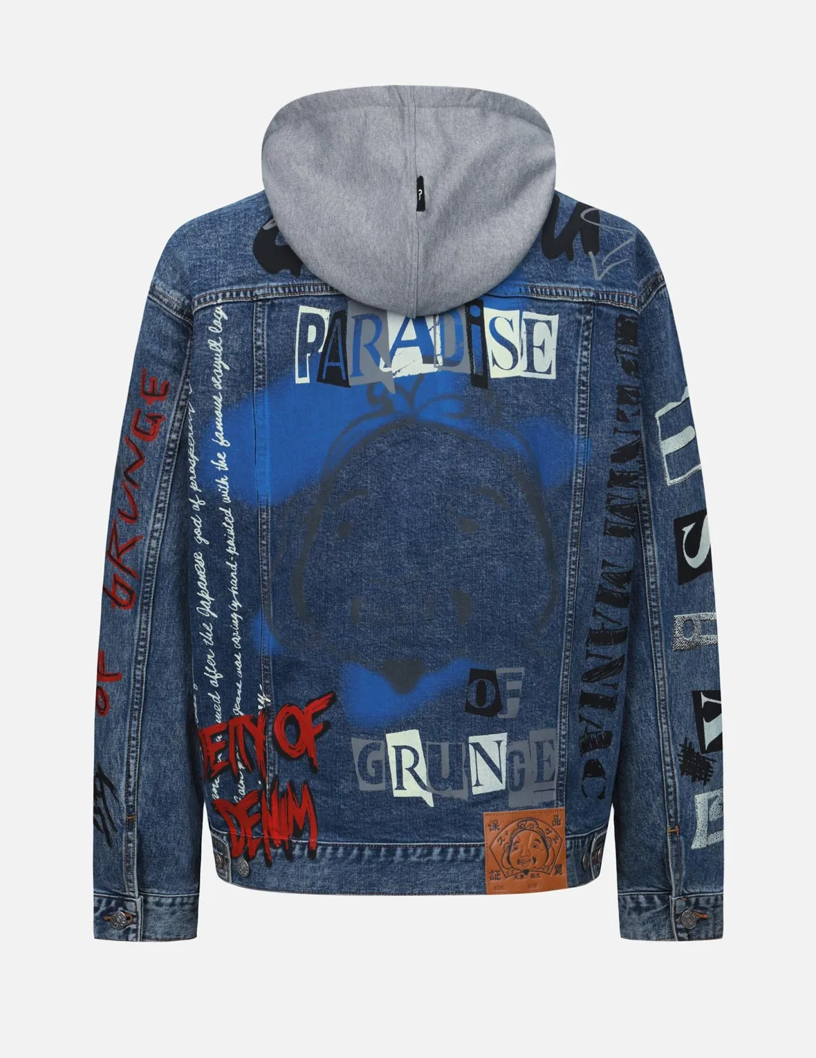 Graffiti Print Loose Fit Hooded Denim Jacket