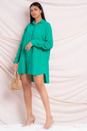 Oversized Shirt Dress Green