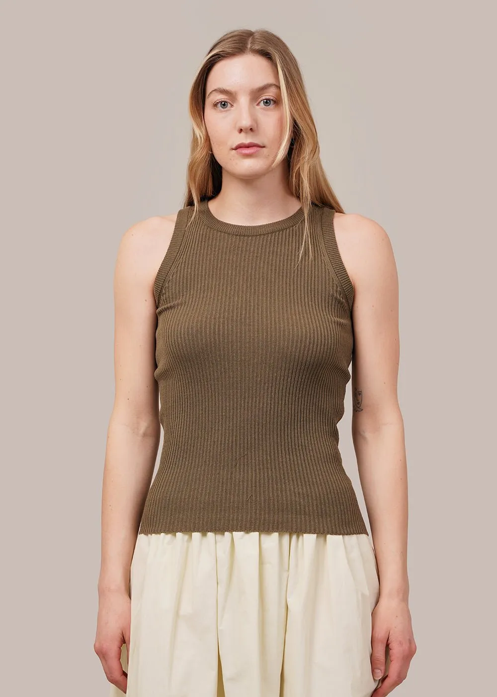 Green Ribbed Knit Camisole