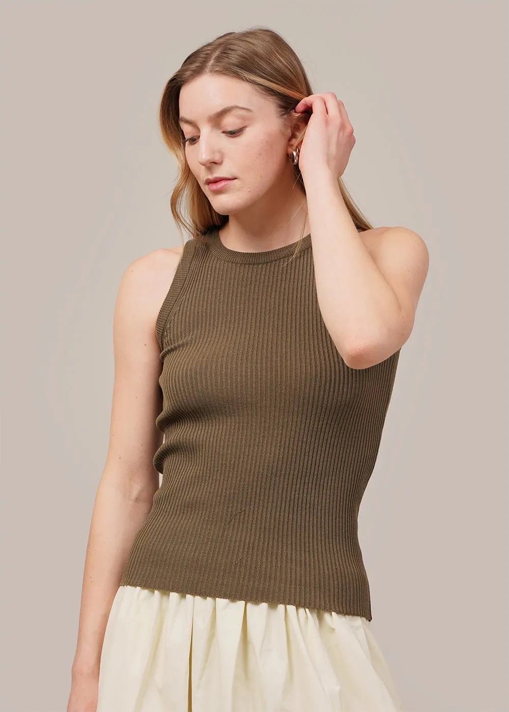 Green Ribbed Knit Camisole