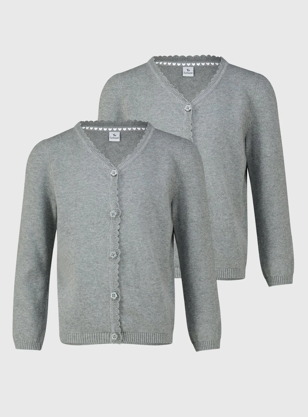 Grey Scallop Cardigan 2-Pack | Size 10 | Boys' Jumpers & Cardigans - Tu 