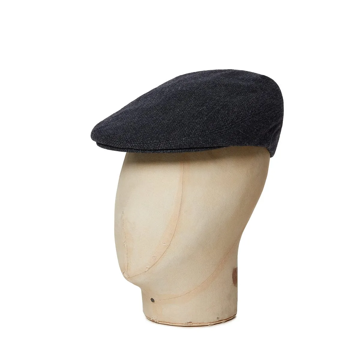 Grey Twill Wool Flat Cap