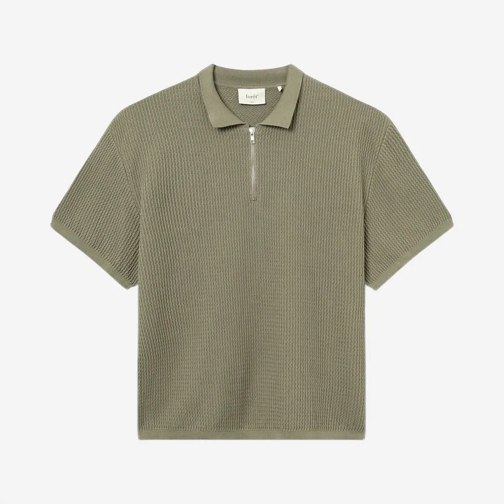 Half-Zip Knit Polo in Dusty Olive