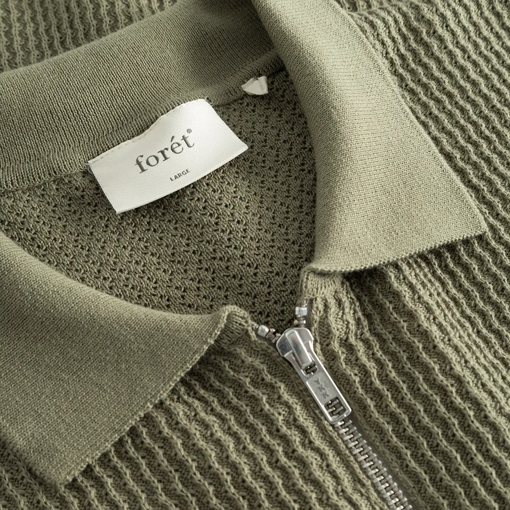 Half-Zip Knit Polo in Dusty Olive