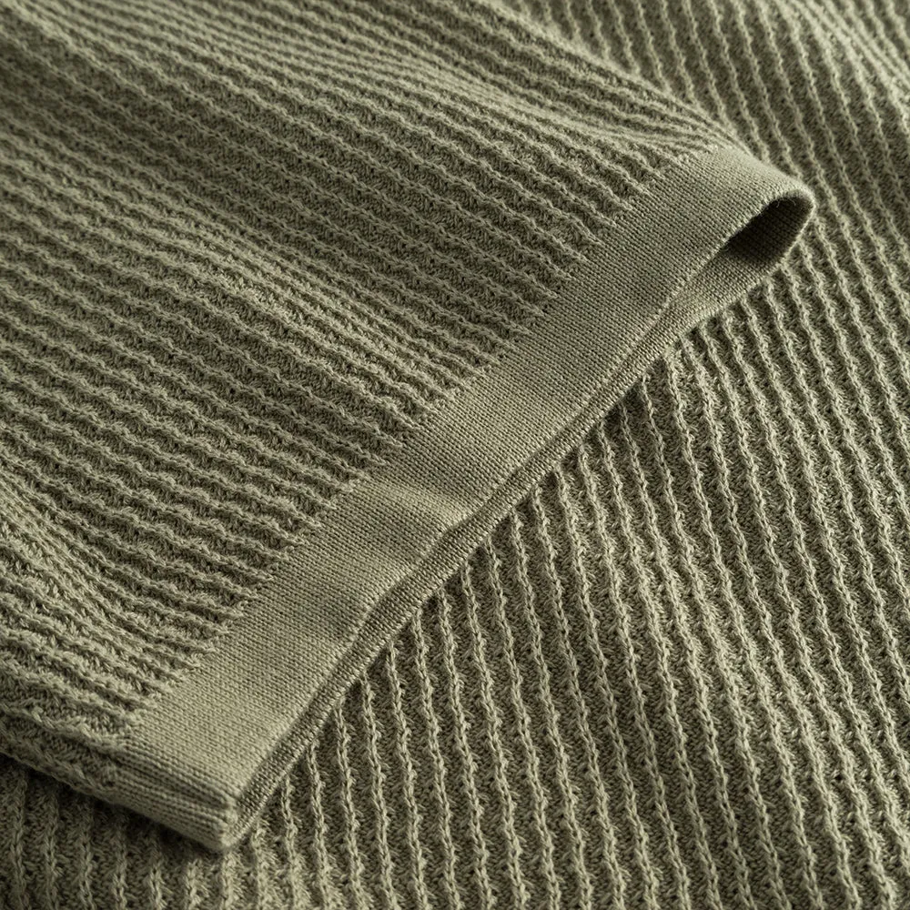 Half-Zip Knit Polo in Dusty Olive