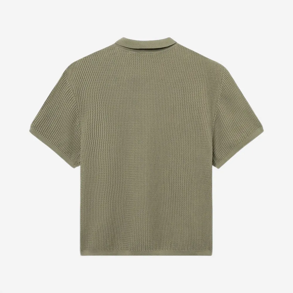 Half-Zip Knit Polo in Dusty Olive