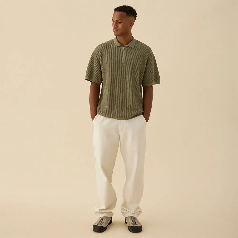 Half-Zip Knit Polo in Dusty Olive