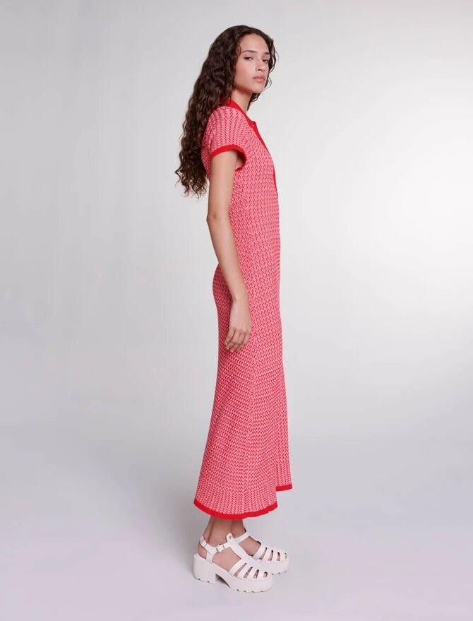 --Herringbone Knit Maxi Dress-