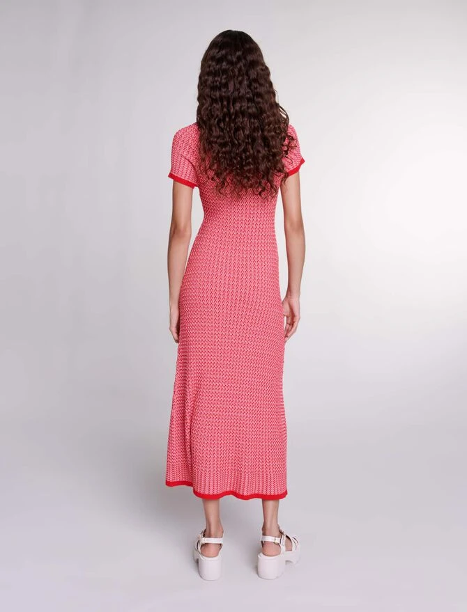 --Herringbone Knit Maxi Dress-