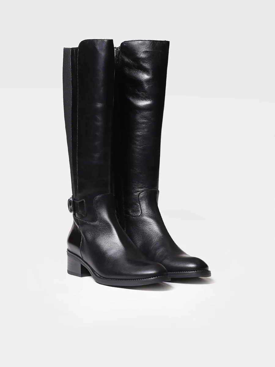 High boots for women in black leather - TACOMA-P