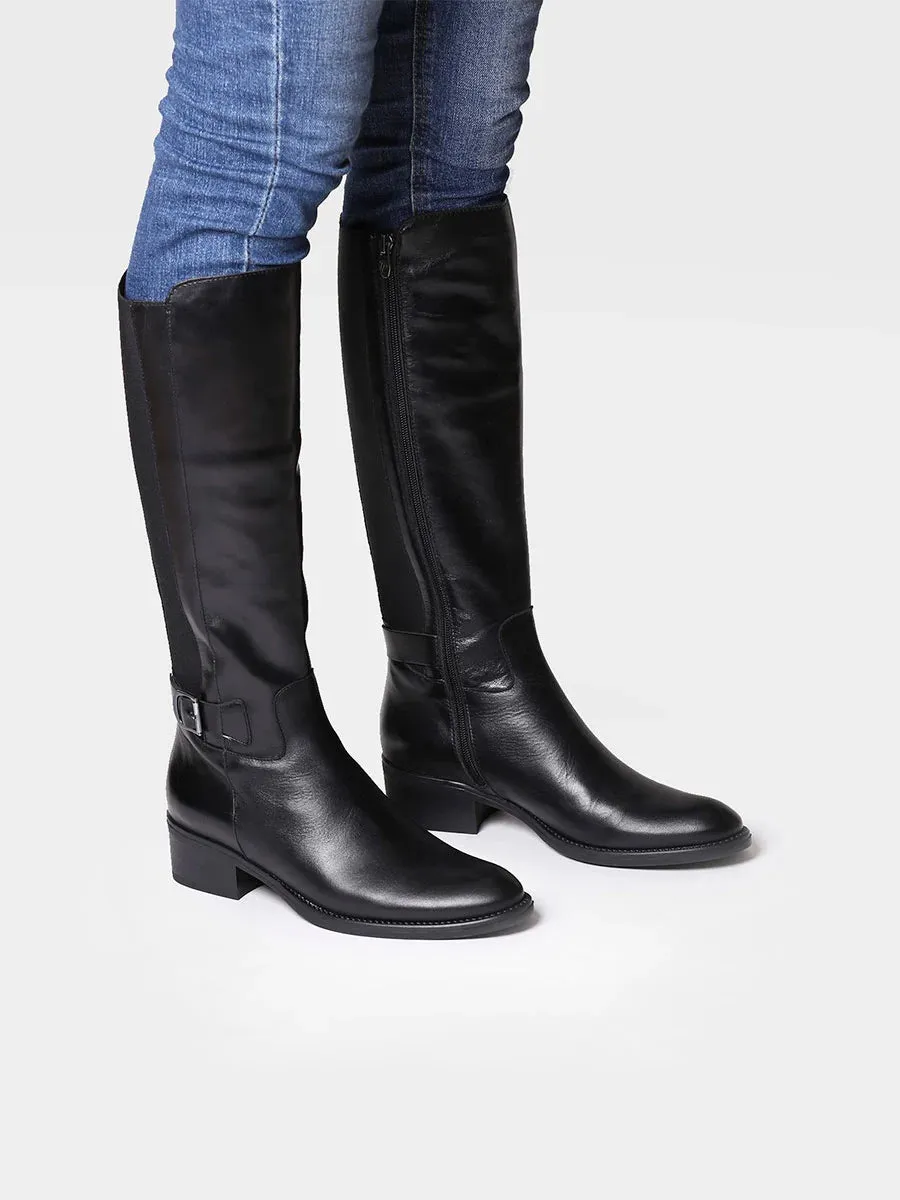 High boots for women in black leather - TACOMA-P