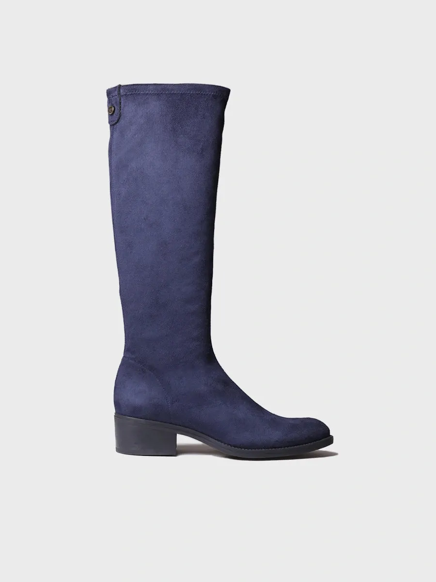 High boots for women in lycra in Navy - TREVI-LA