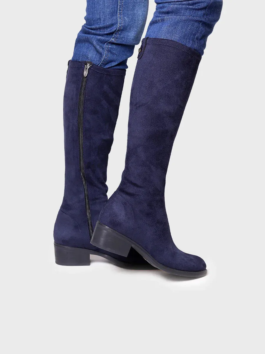 High boots for women in lycra in Navy - TREVI-LA