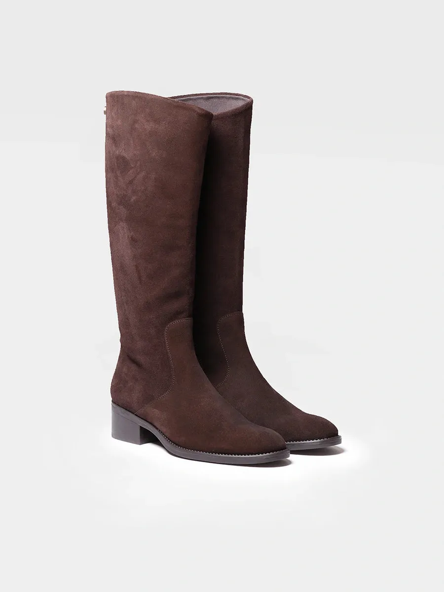 High boots for women in suede in Brown - TIROL-SY