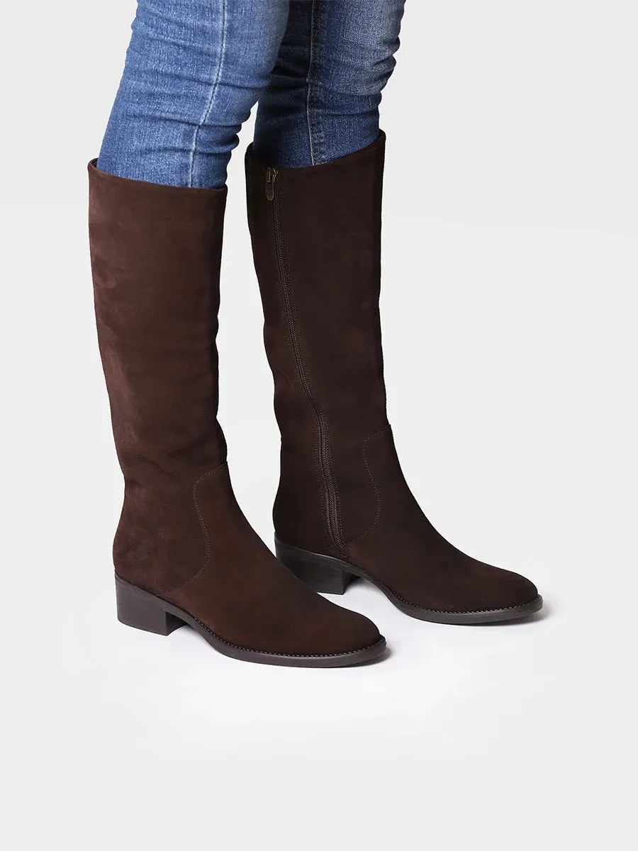 High boots for women in suede in Brown - TIROL-SY