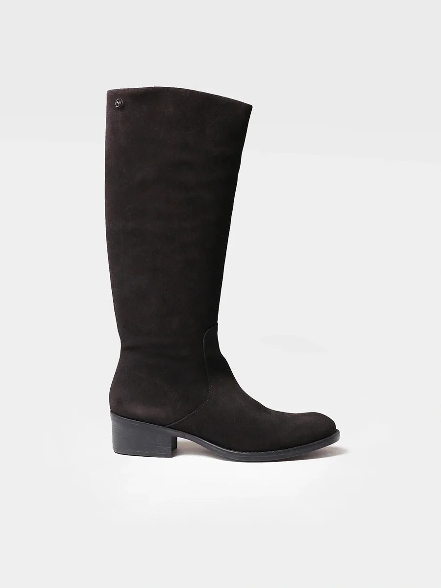 High boots for women in suede in Brown - TIROL-SY