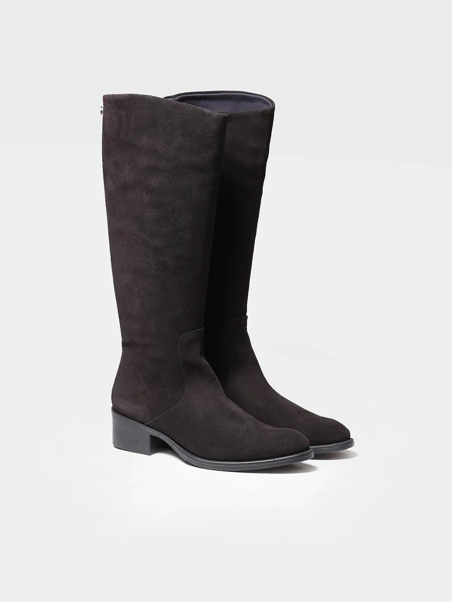 High boots for women in suede in Brown - TIROL-SY