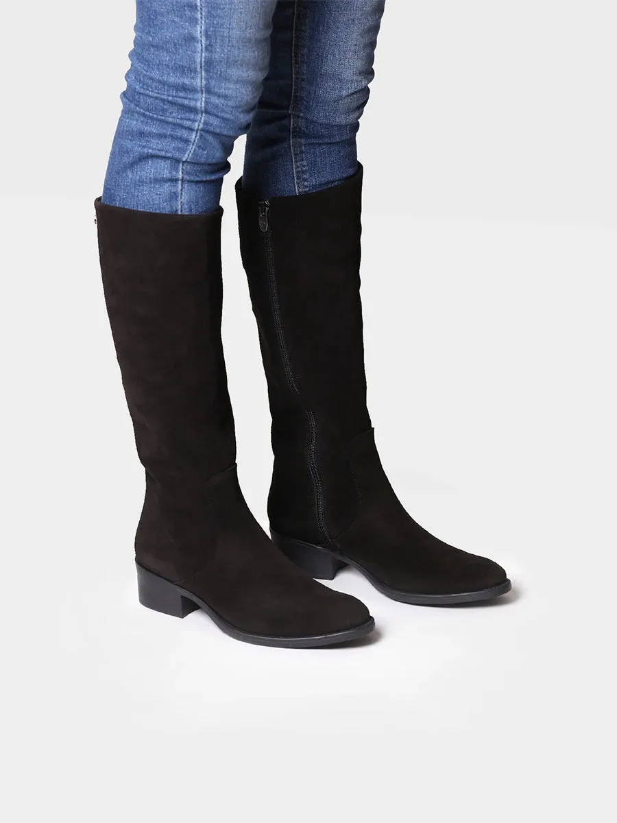 High boots for women in suede in Brown - TIROL-SY