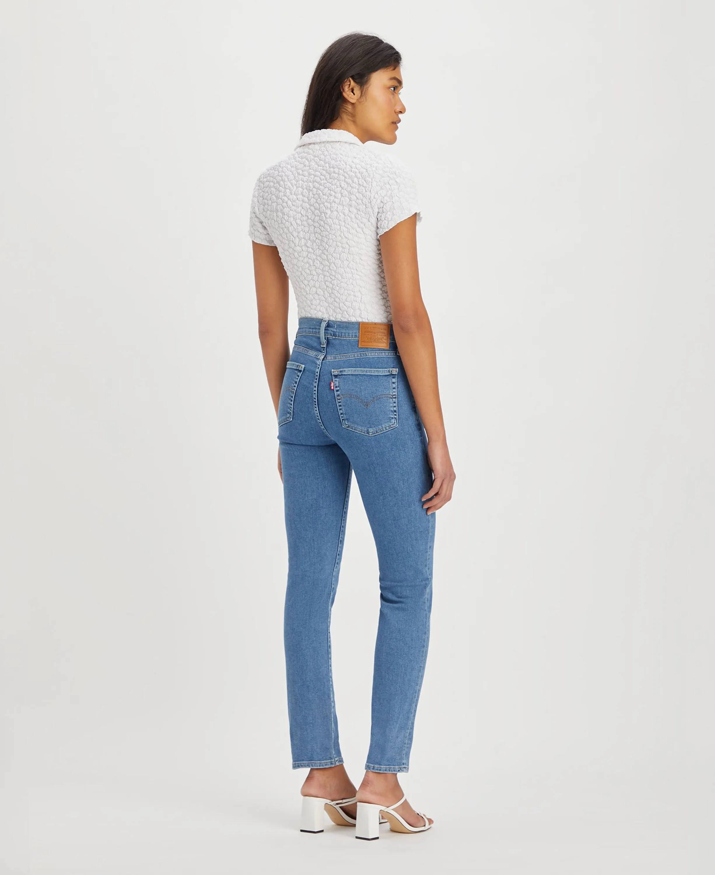 High-Waisted Stone-Washed Beach Straight Jeans