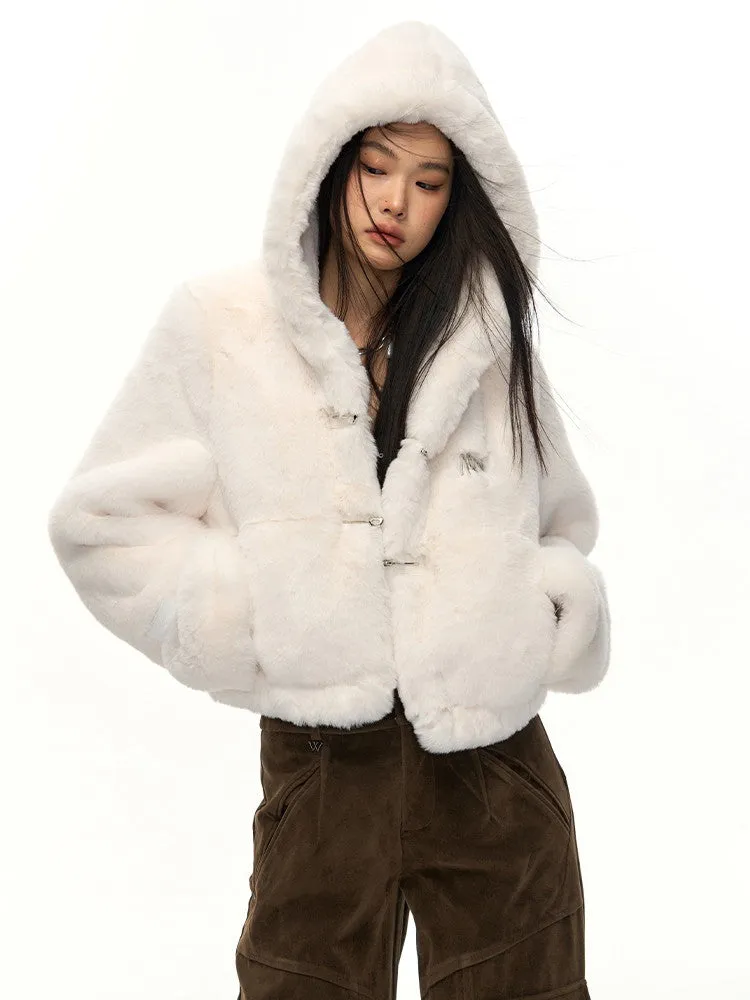 Hoddie Fluffily Thick Warm Simple Boa-Jacket