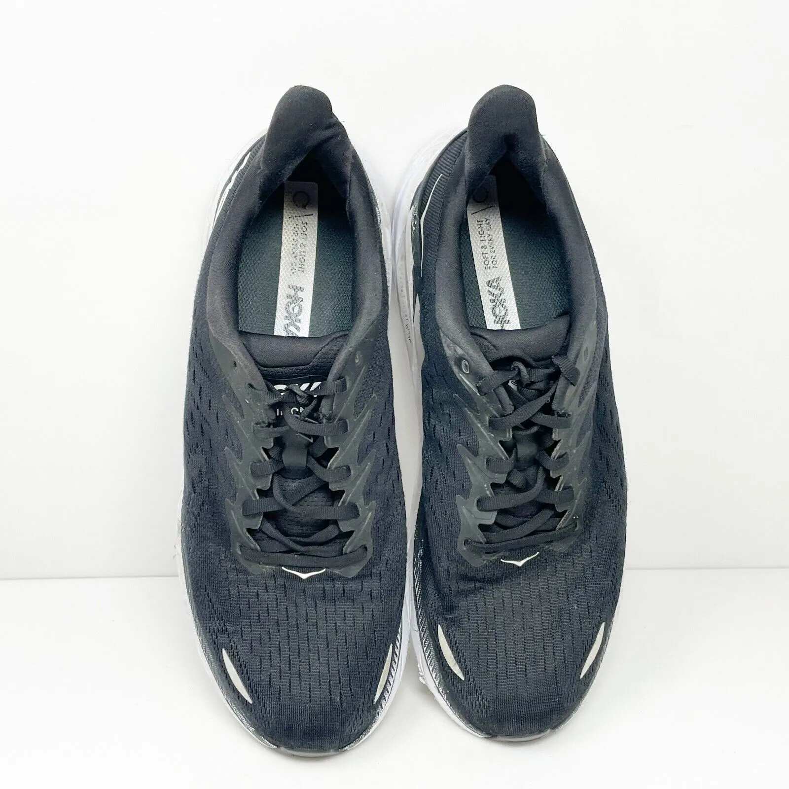 Hoka One One Mens Clifton 8 1119393 BWHT Black Running Shoes Sneakers Size 12.5D