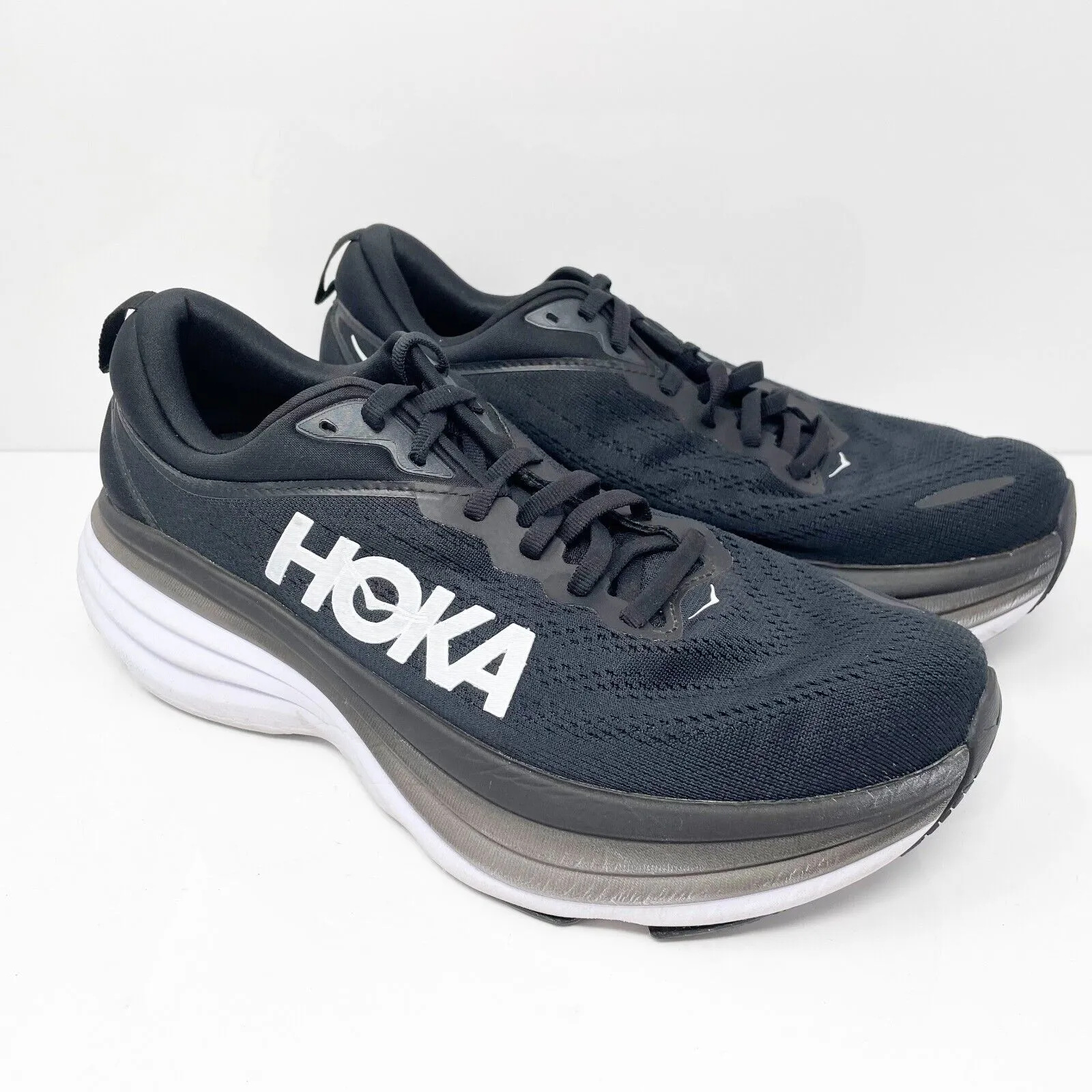 Hoka One One Womens Bondi 8 1127952 BWHT Black Running Shoes Sneakers Size 10 B