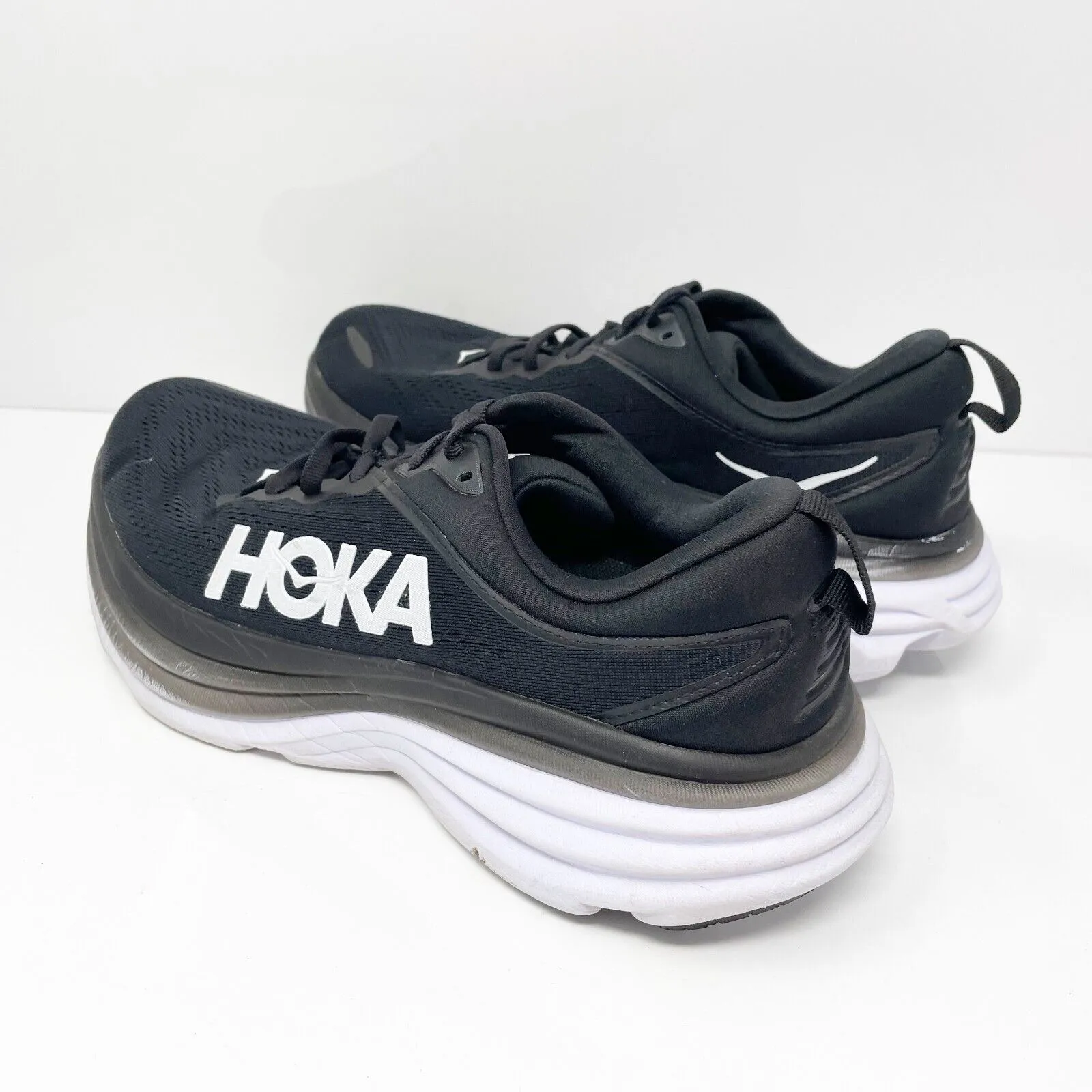 Hoka One One Womens Bondi 8 1127952 BWHT Black Running Shoes Sneakers Size 10 B