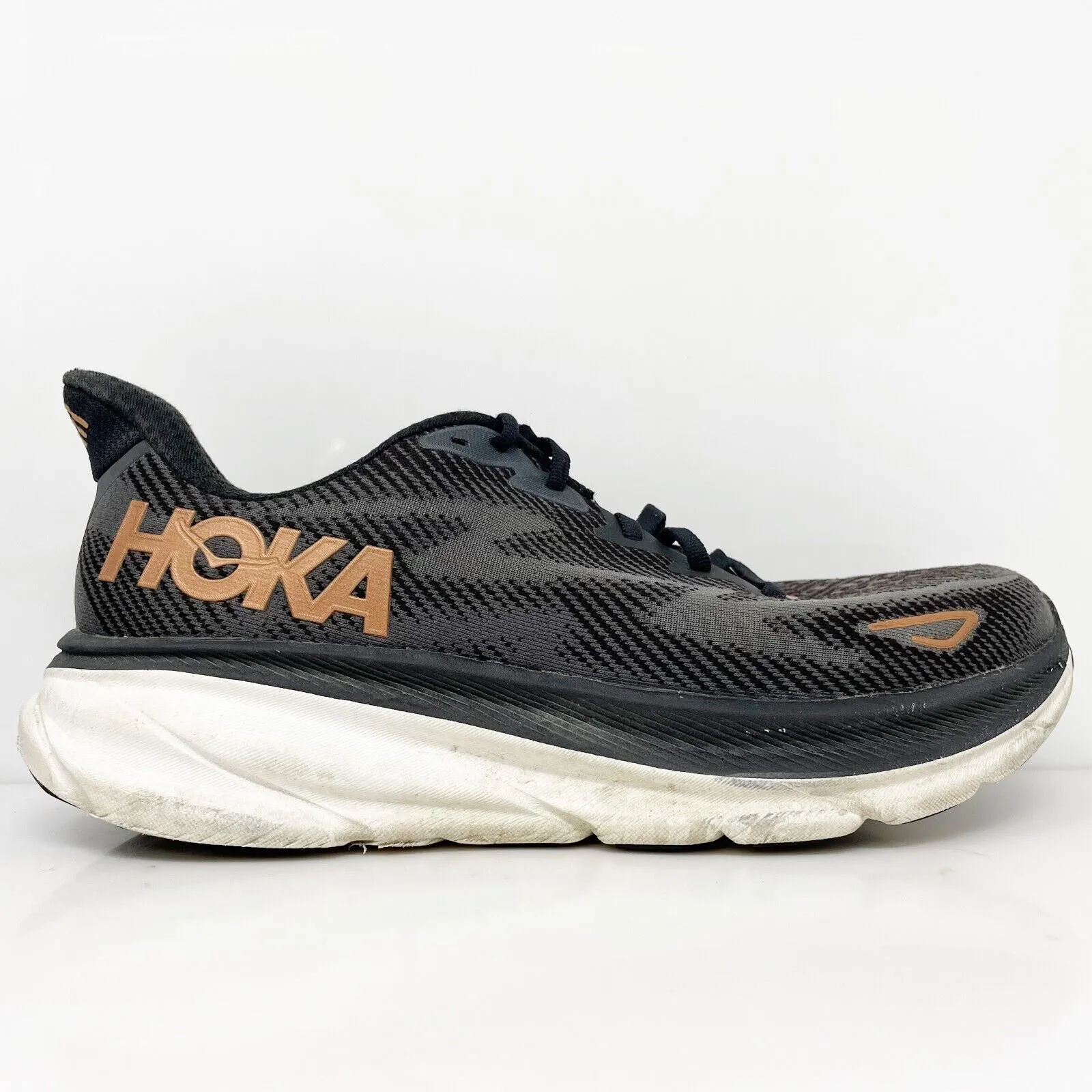 Hoka One One Womens Clifton 9 1127896 BRGL Black Running Shoes Sneakers Sz 9.5 B