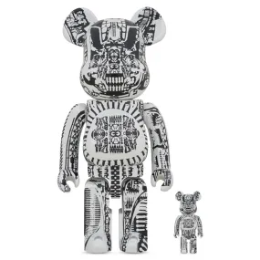 H.R. Giger White Chrome Ver. 100% & 400% BE@RBRICK Set