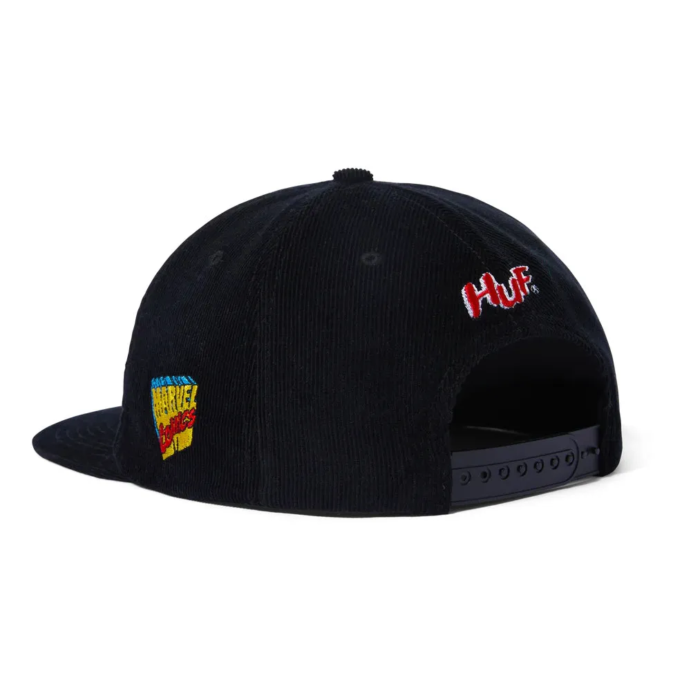 HUF X AVENGERS NIGHT PROWLING SNAPBACK HAT // BLACK