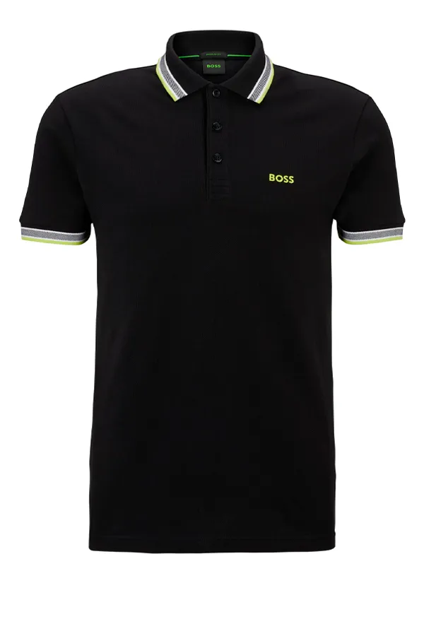 Hugo Boss Paddy Polo with Contrast in Jet Black