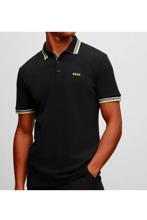 Hugo Boss Paddy Polo with Contrast in Jet Black