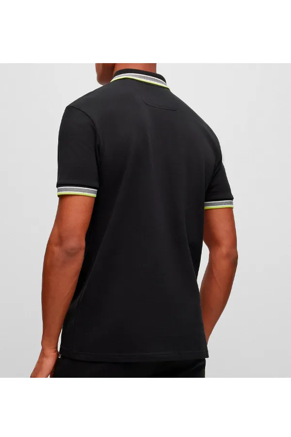 Hugo Boss Paddy Polo with Contrast in Jet Black