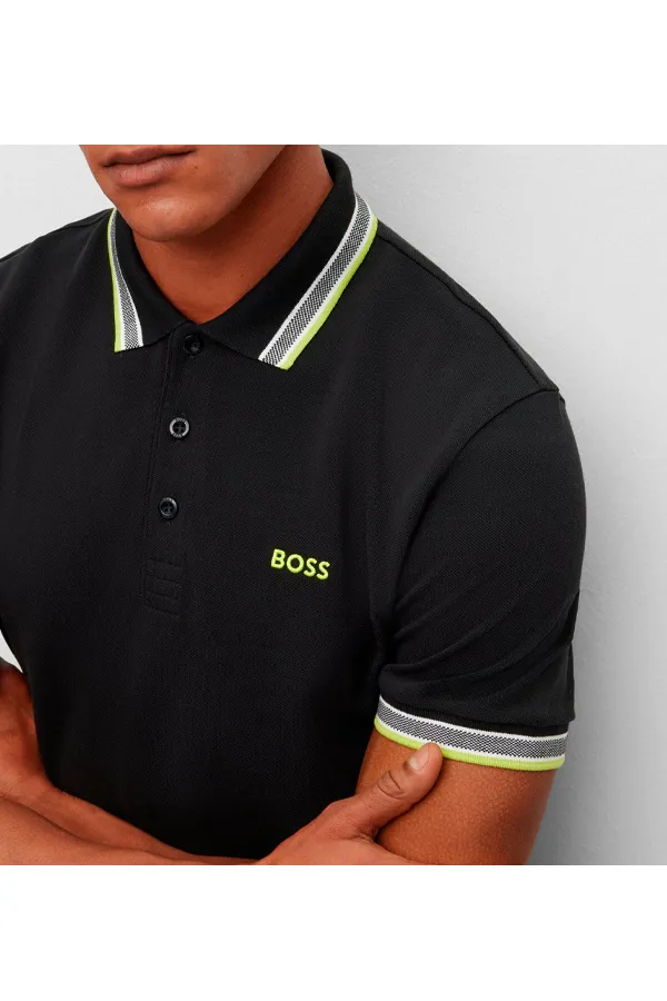 Hugo Boss Paddy Polo with Contrast in Jet Black