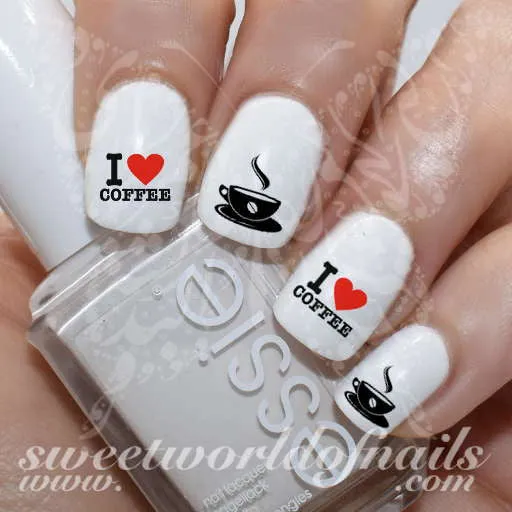 Coffee Nail Art Decals - Shop Slides