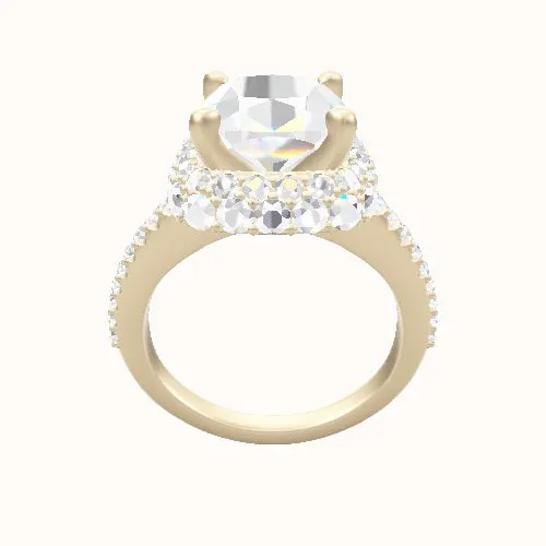 Illusion Shank Engagement Ring Waterfall Halo Head