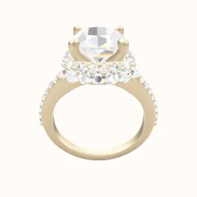 Illusion Shank Engagement Ring Waterfall Halo Head